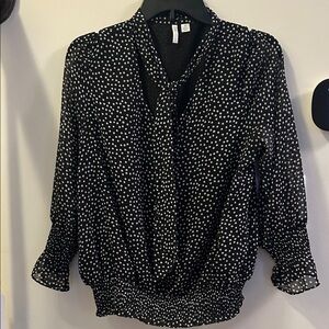 Cato Black and White Dotted Blouse